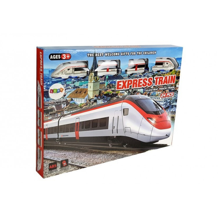 Vlaková súprava so železničnou stanicou na batérie - bielo-modrá